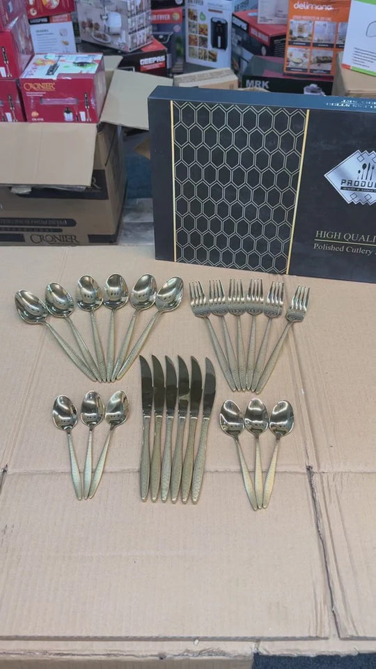 24 Pieces Golden Cutlery Set - Lot Imported
